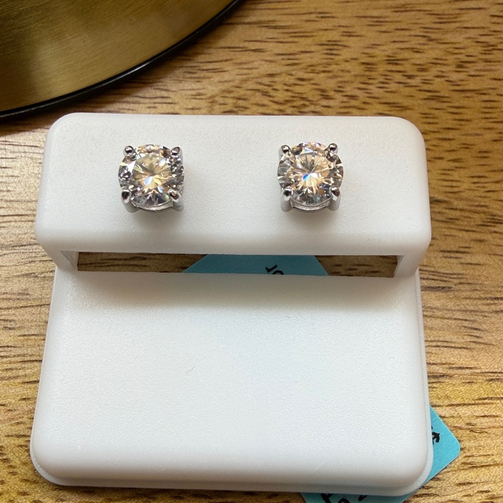 Elegant Sterling Silver 6mm 1.50 CTW Moissanite Stud Earrings - Picture 4 of 5